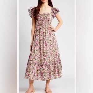Cleobella Pink and Cream Floral Maxi Dress